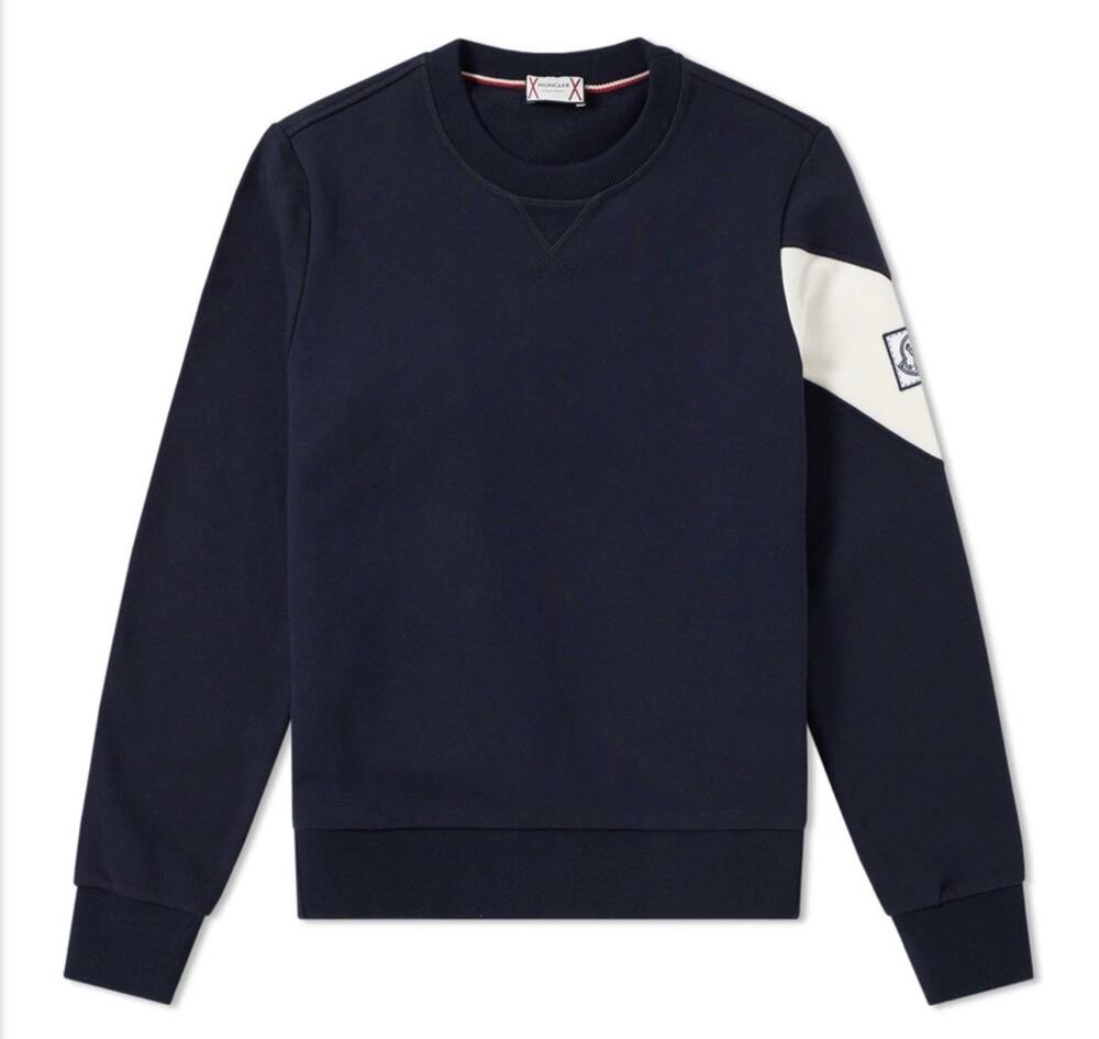 Moncler Gamme Bleu Thom Browne Navy Chevron Crewneck Sweatshirt Men’s M Italy